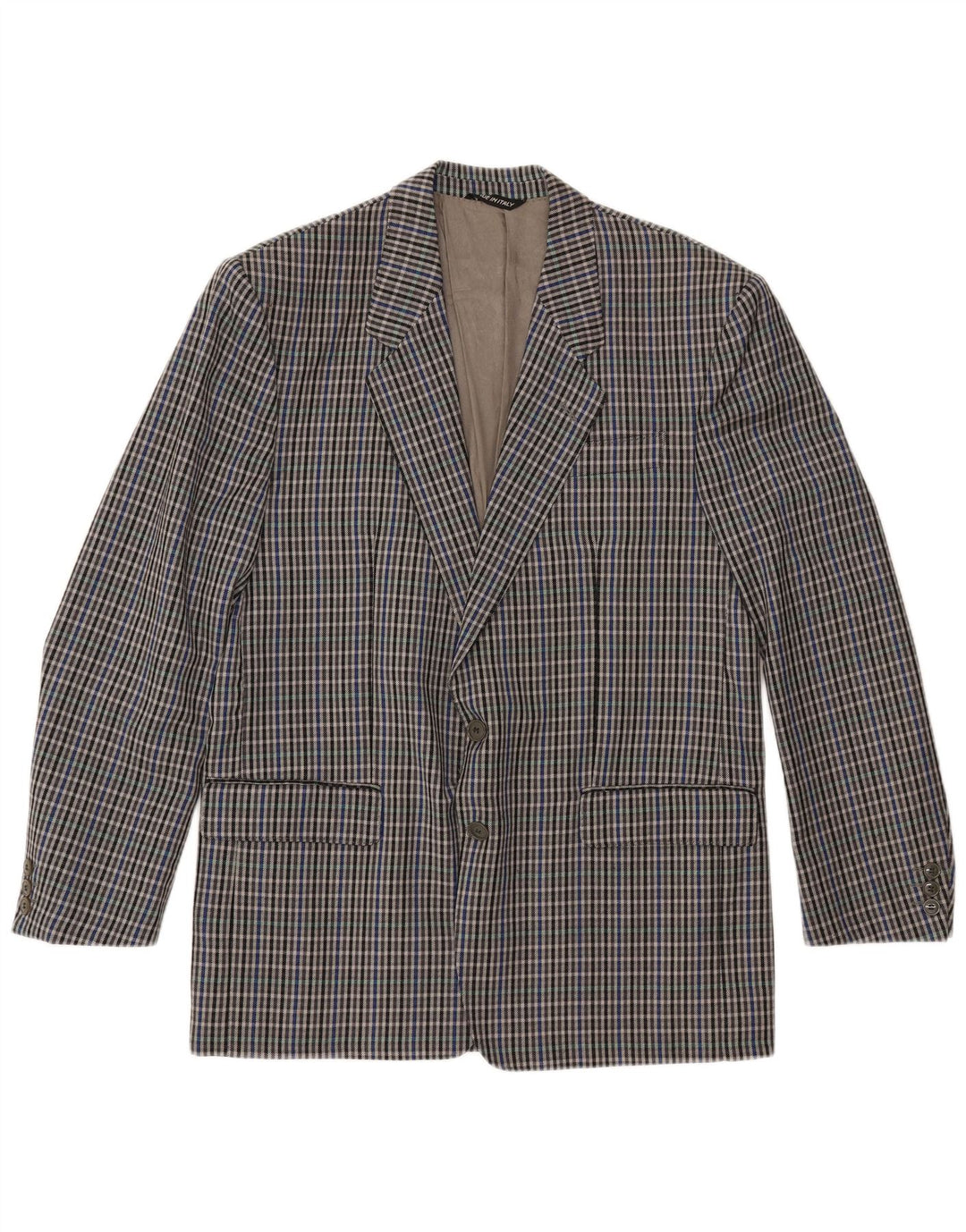 Jaqueta blazer masculina MARIO ZEGNA com 2 botões IT 52 XL cinza xadrez lã