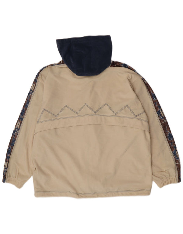 Diadora Womens Hooded Tracksuit Top Jacket Grande Poliéster Geométrico Bege