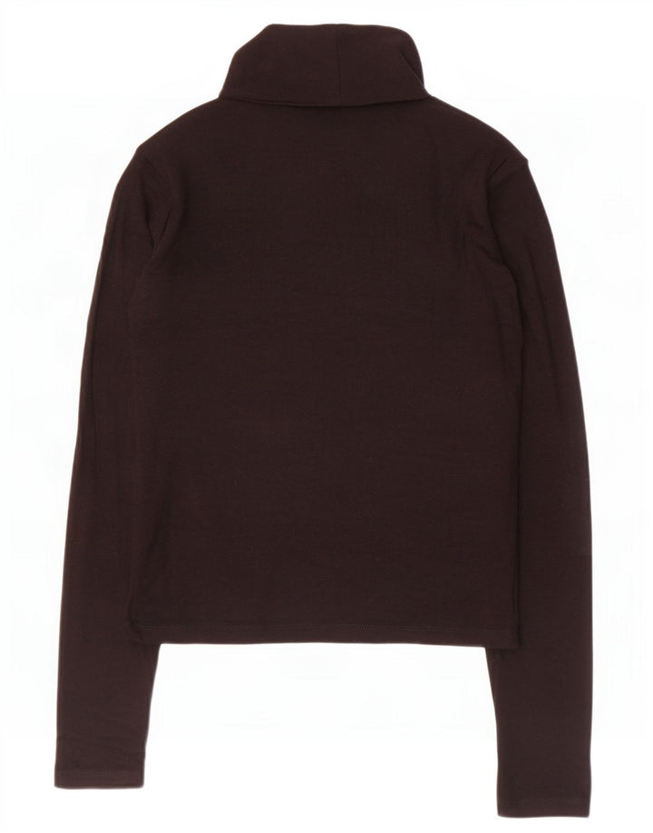 Top feminino Zara de manga comprida UK 12 viscose preta média