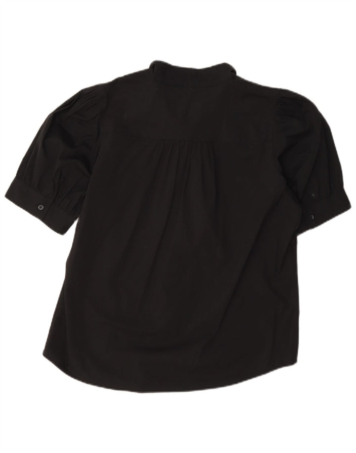 Camisa feminina de manga curta Dkny UK 10 pequena algodão preto