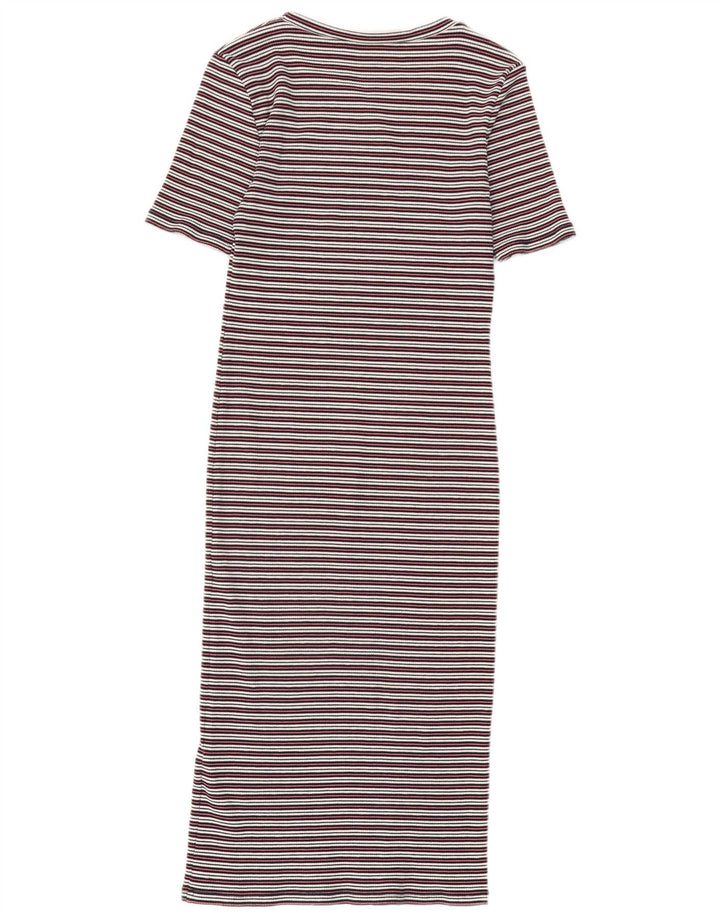 Vestido maxi bodycon feminino Oasis UK 12 algodão listrado multicolorido médio