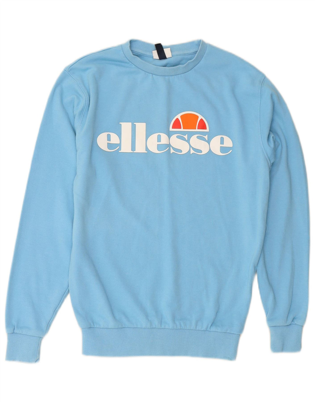 ELLESSE moletom feminino gráfico jumper UK 8 pequeno azul algodão