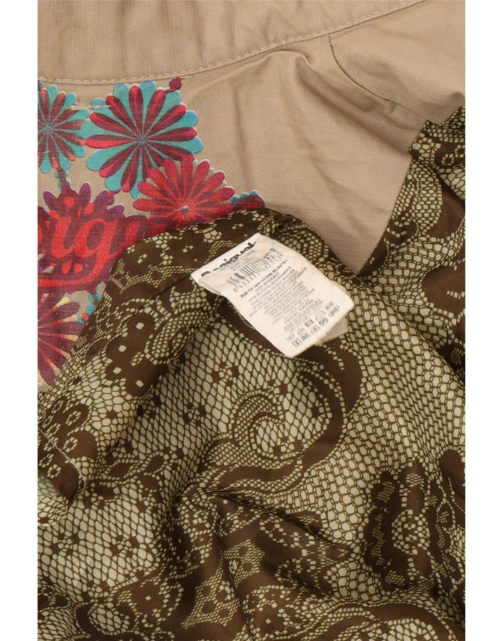 Trench coat feminino Desigual duplo breasted UE 38 médio bege floral