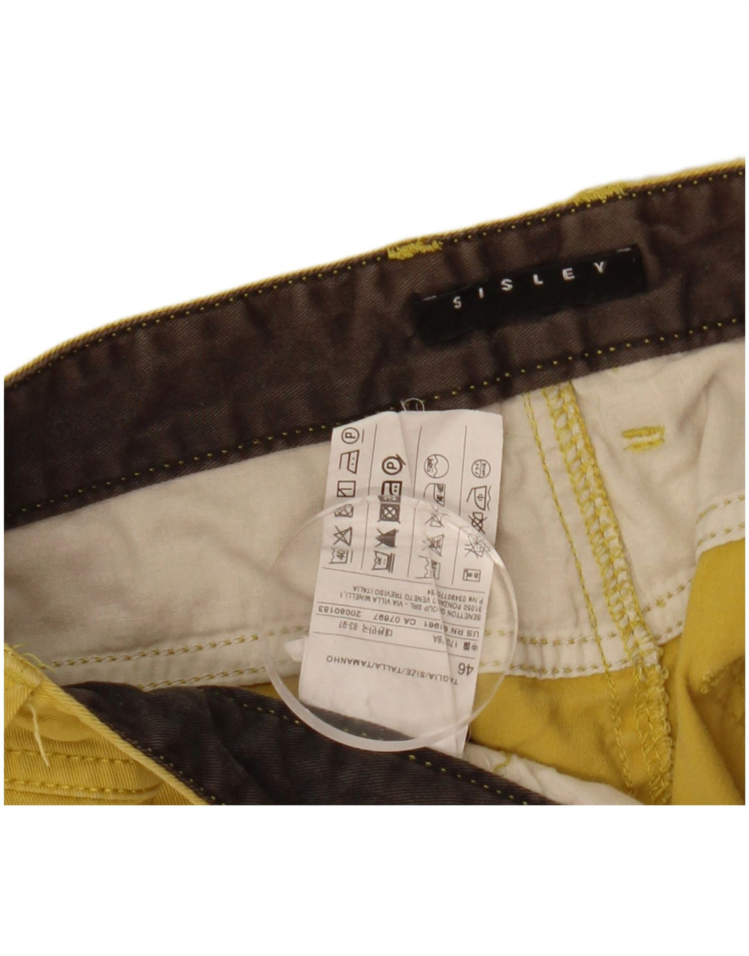 Sisley Mens Chino Shorts IT 46 Pequeno W32 Algodão Amarelo