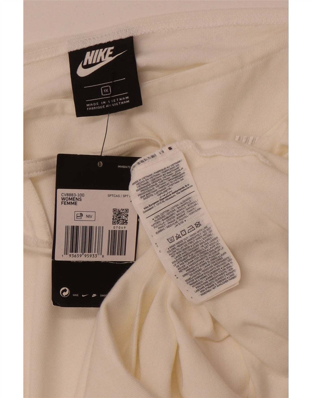 NIKE Womens Cami Top UK 18 XL Off White Cotton