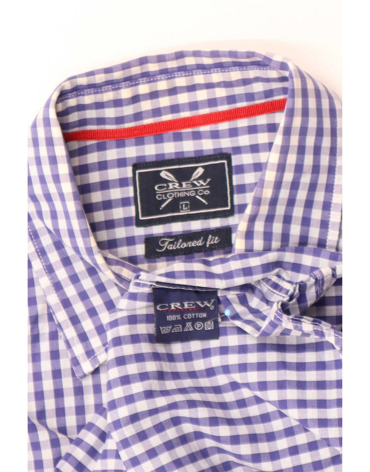 Crew Clothing Camisa masculina sob medida de algodão grande azul guingão