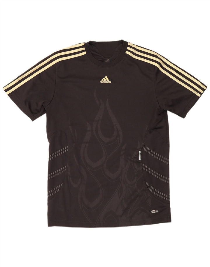 Adidas Mens Abstract Pattern T-Shirt Top Pequeno Poliéster Preto