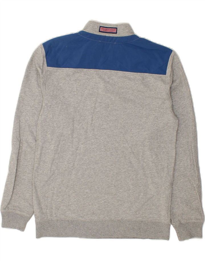 VINEYARD VINES Mens Zip Neck Sweatshirt Jumper Small Grey Colourblock Vintage Vineyard Vines and Second-Hand Vineyard Vines from Messina Hembry 