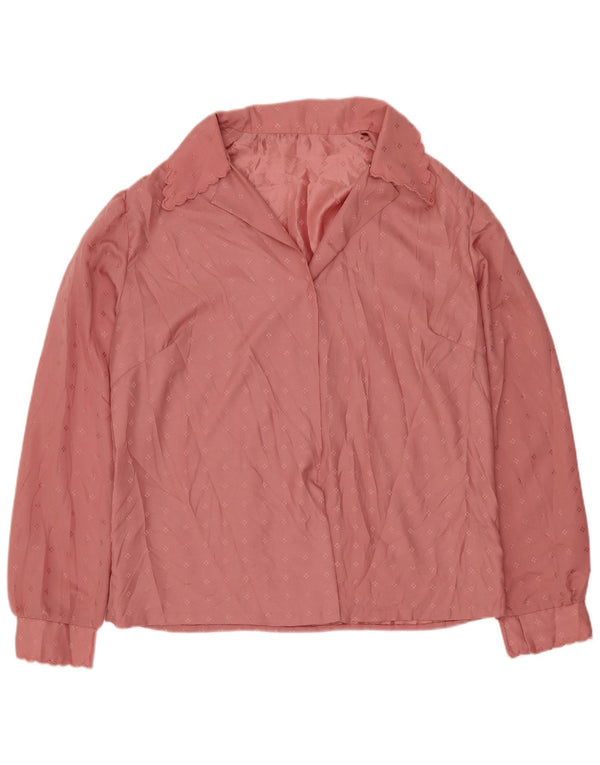 VINTAGE Womens Blouse Top UK 14 Large Pink Geometric