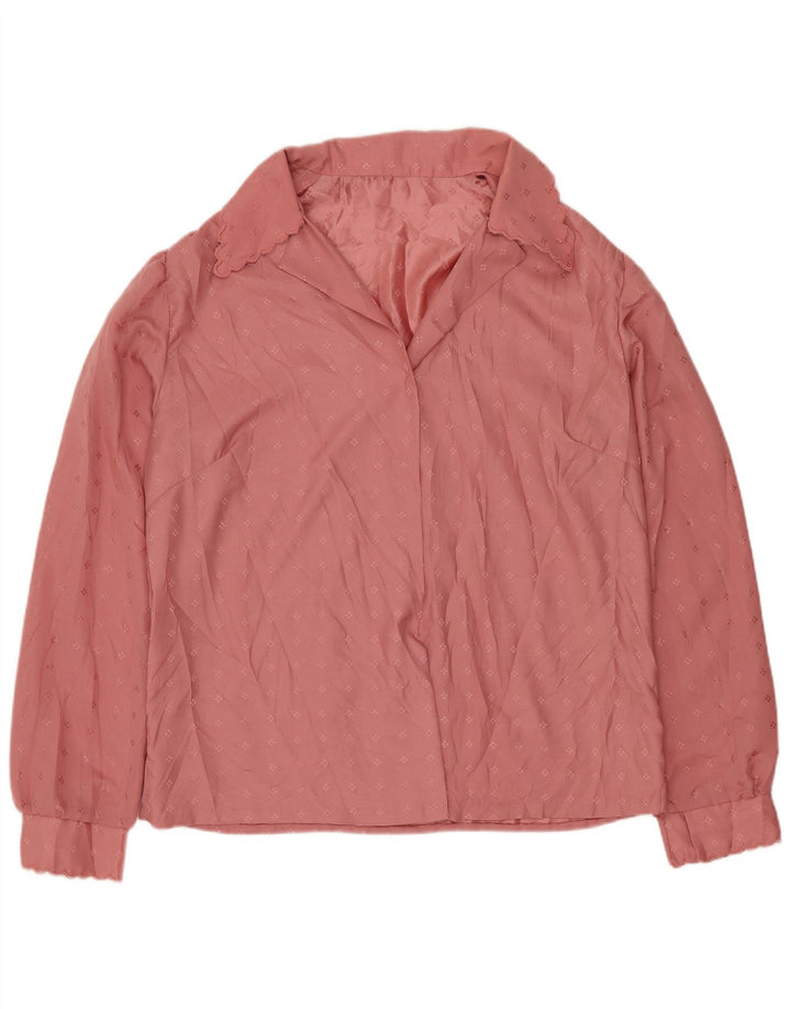 Blusa feminina VINTAGE UK 14 grande rosa geométrica