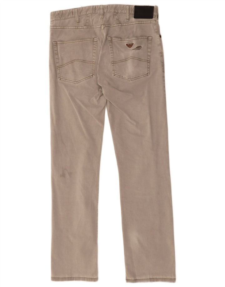 ARMANI Calça masculina reta casual W32 L30 algodão cinza