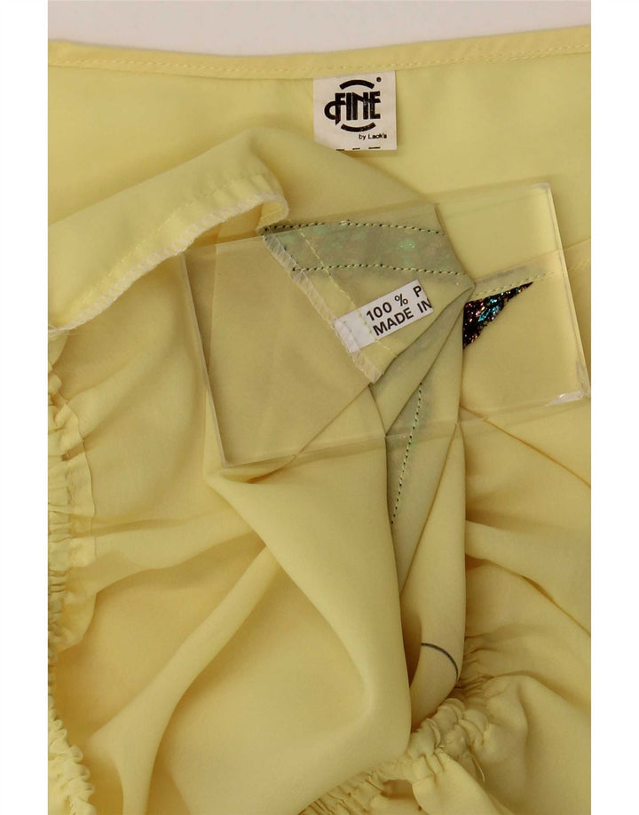 Blusa cropped feminina vintage UK 14 poliéster floral amarelo médio