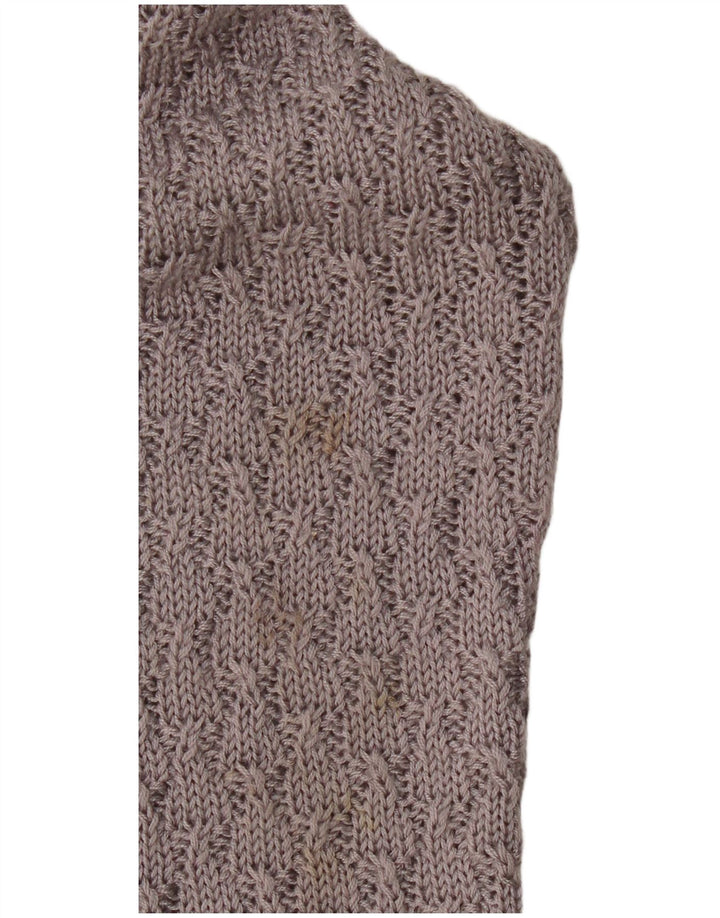 Suéter feminino vintage com gola redonda Reino Unido 10 pequeno cinza poliacrílico