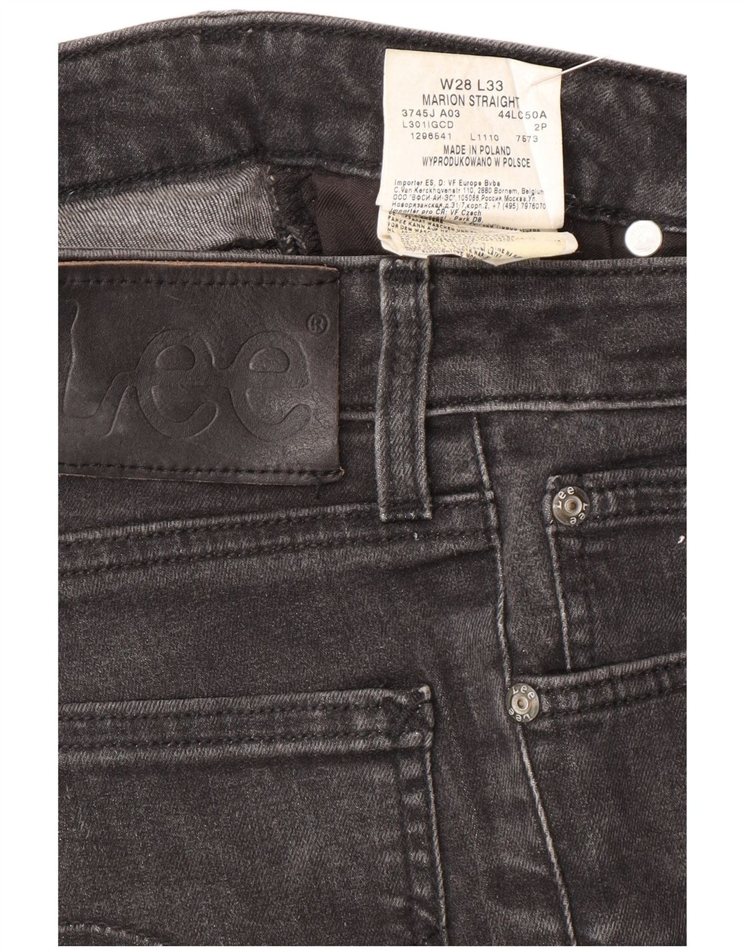 Lee Womens Marion Straight Jeans W28 L33 Cinza Algodão