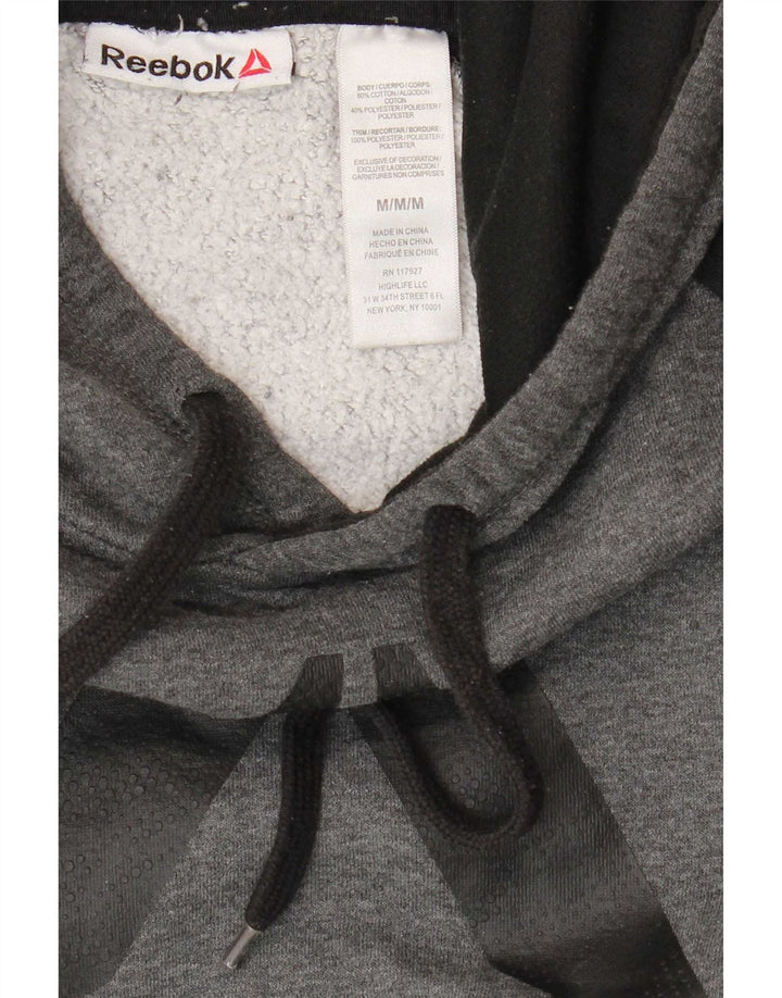 Reebok Mens Graphic Hoodie Jumper Médio Cinza Colorblock Algodão