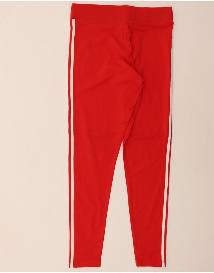 ADIDAS Womens Leggings UK 16 Grande Algodão Vermelho