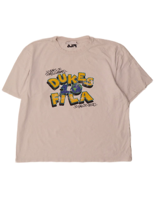 Camiseta Fila Mens Duke Graphic Top Grande Algodão Branco