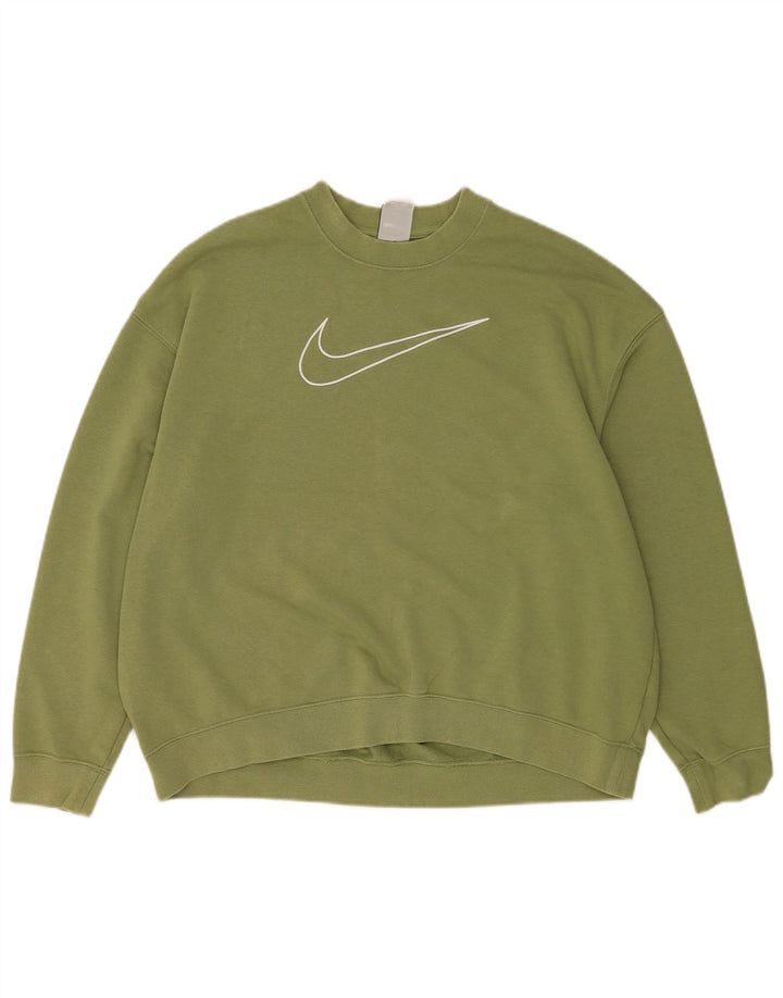 Nike Womens Dri Fit Graphic Oversized Moletom Jumper Reino Unido 14 Médio Verde