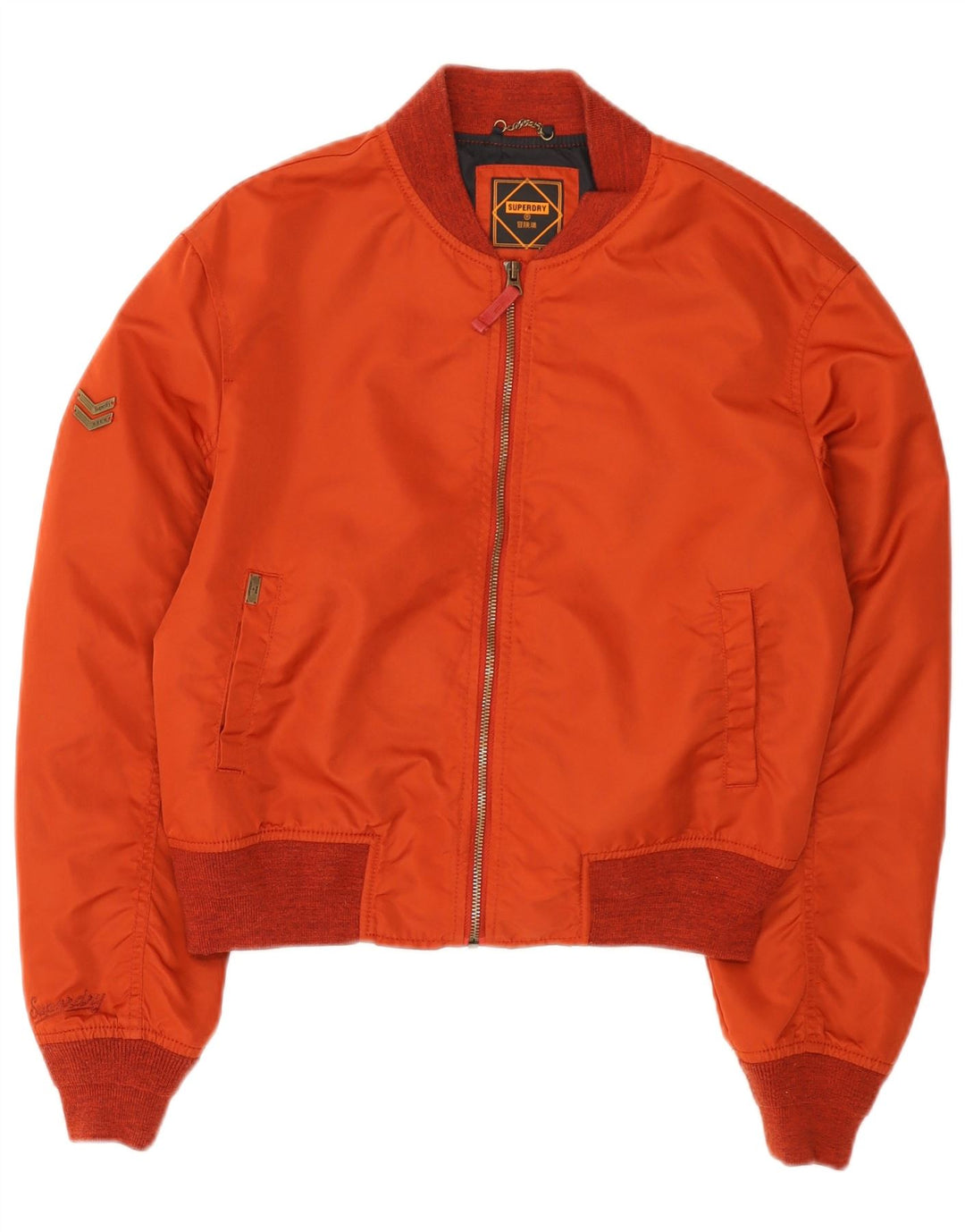 Jaqueta bomber superdimensionada feminina Superdry UK 8 pequena vermelha nylon