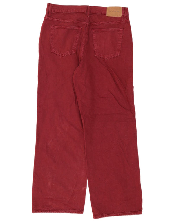 Topshop Calça Jeans Feminina Cintura Alta Solta Reino Unido 12 Médio W30 L32 Algodão Borgonha