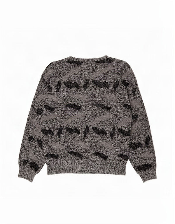 Suéter feminino vintage com padrão abstrato e gola canoa Reino Unido 20 2XL preto