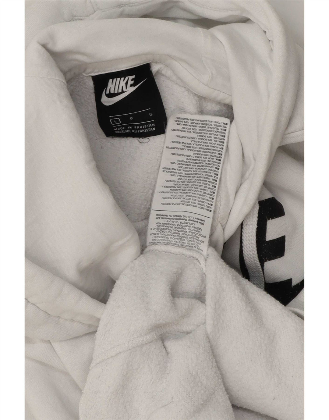 Suéter Nike masculino com capuz gráfico grande algodão branco