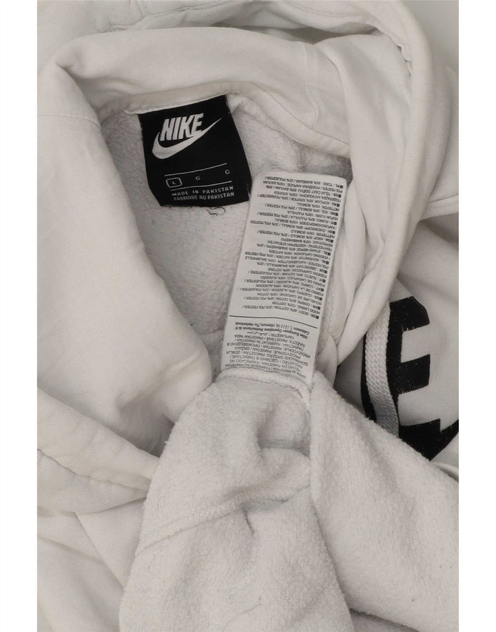 Suéter Nike masculino com capuz gráfico grande algodão branco