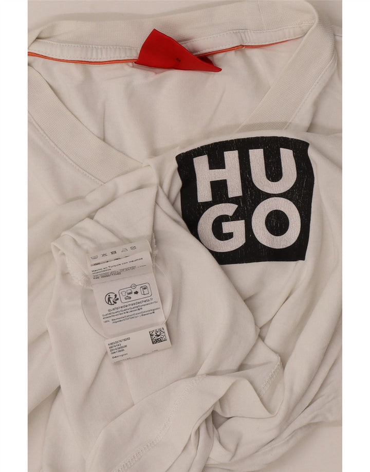Camiseta gráfica masculina Hugo Boss Top médio algodão branco