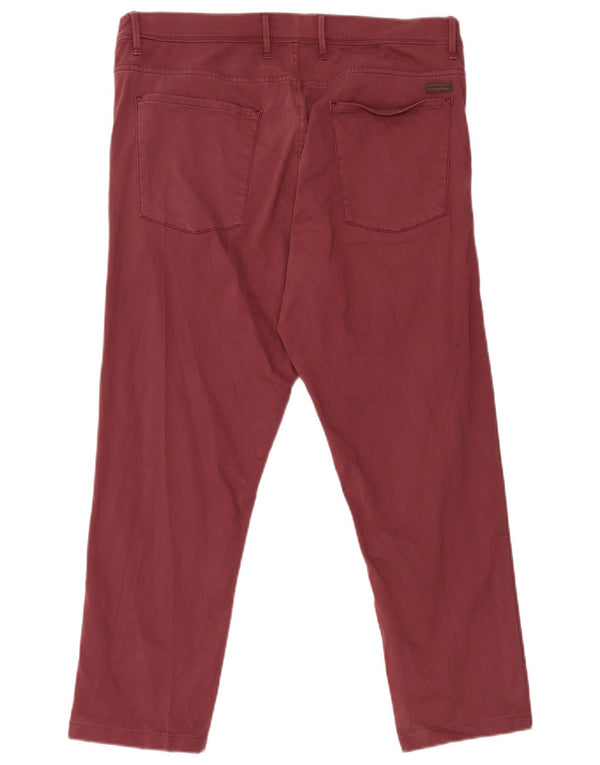 Trussardi Mens Slim Chino Calças IT 52 XL W38 L26 Borgonha
