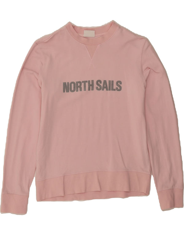 NORTH SAILS moletom gráfico feminino jumper UK 14 grande algodão rosa