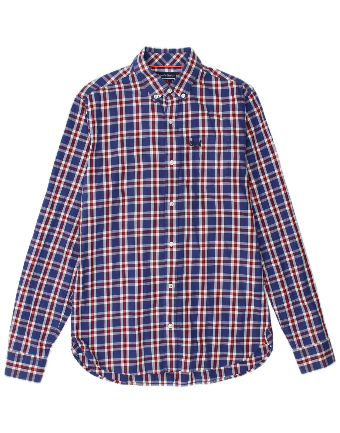 Camisa masculina de flanela SUPERDRY XS azul marinho algodão xadrez