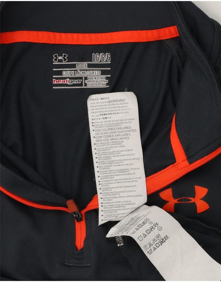 Under Armour Mens Heat Gear Zip Neck Pulôver Treino Top Grande Cinza
