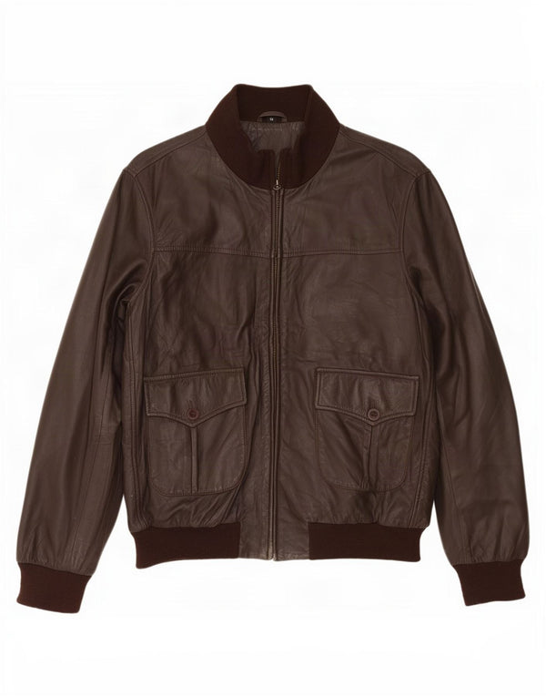 Jaqueta de couro masculina vintage UK 40 grande marrom