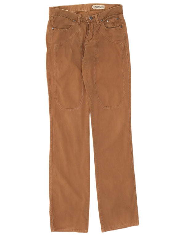 Calça feminina casual reta Jeckerson W25 L32 algodão bege