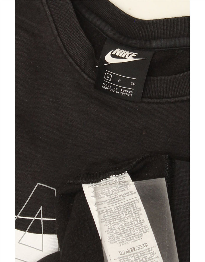 Nike masculino gráfico moletom jumper pequeno algodão preto