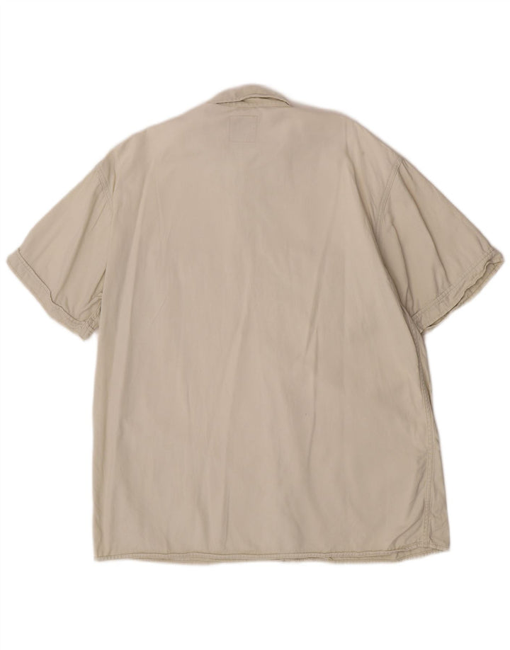 Camisa militar masculina de manga curta Wrangler de algodão branco médio
