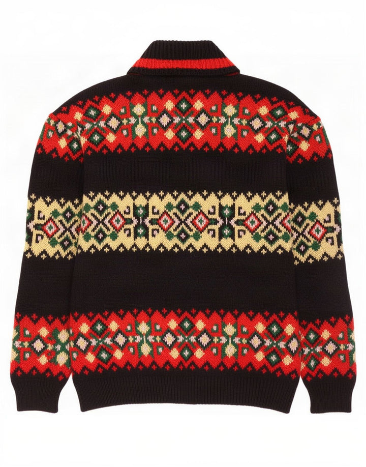 Suéter masculino Foxhound com gola redonda grande preto Fair Isle