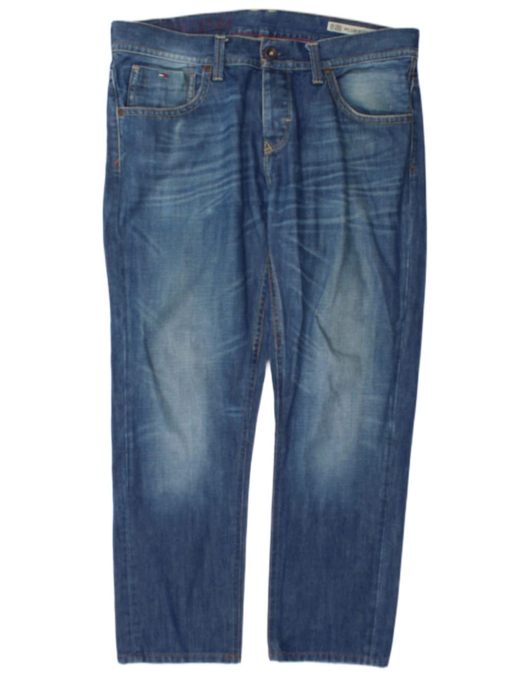 Jeans retos masculinos Tommy Hilfiger W38 L30 algodão azul