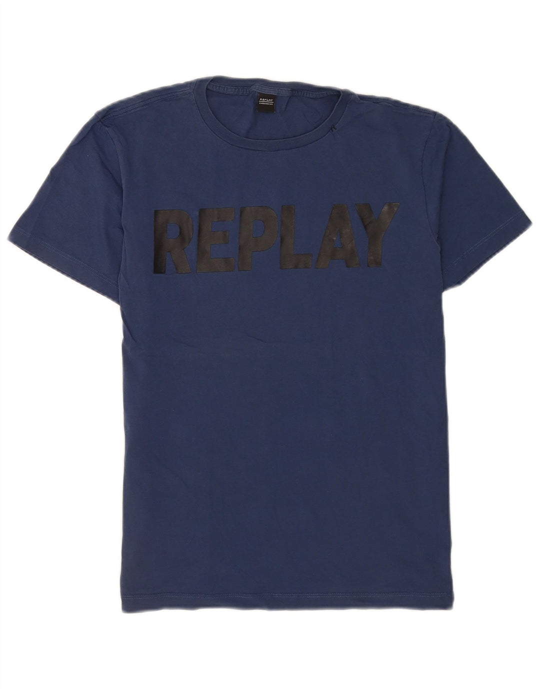 Camiseta masculina Replay Regular Graphic Top Médio Azul Marinho