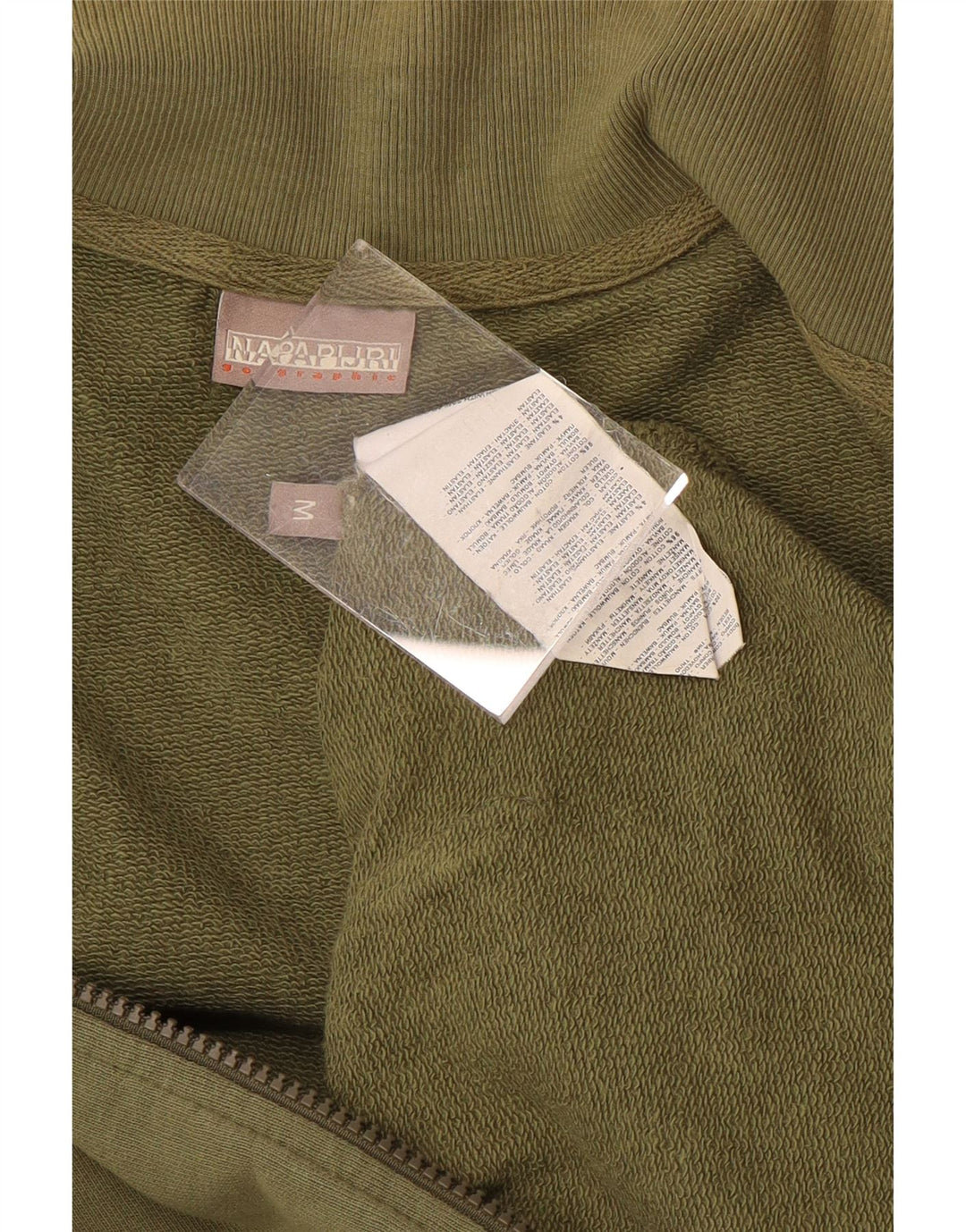 Jaqueta masculina de agasalho gráfico NAPAPIJRI de algodão cáqui médio