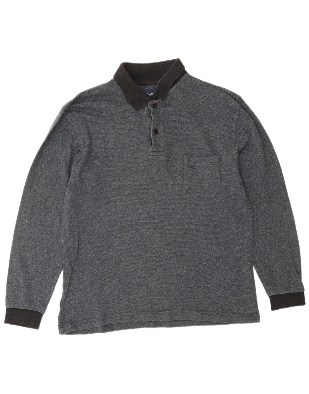 Camisa polo masculina de manga comprida LOUIS FERAUD algodão cinza médio