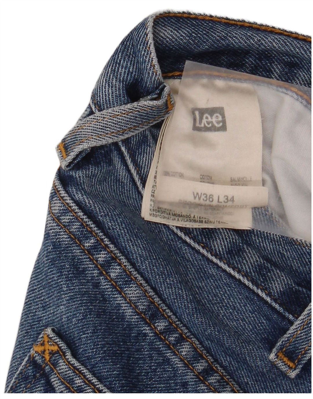 Lee Mens Straight Jeans W36 L34 Azul Algodão