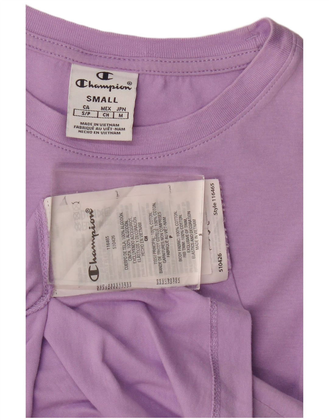 Camiseta feminina CHAMPION UK 10 pequeno algodão roxo