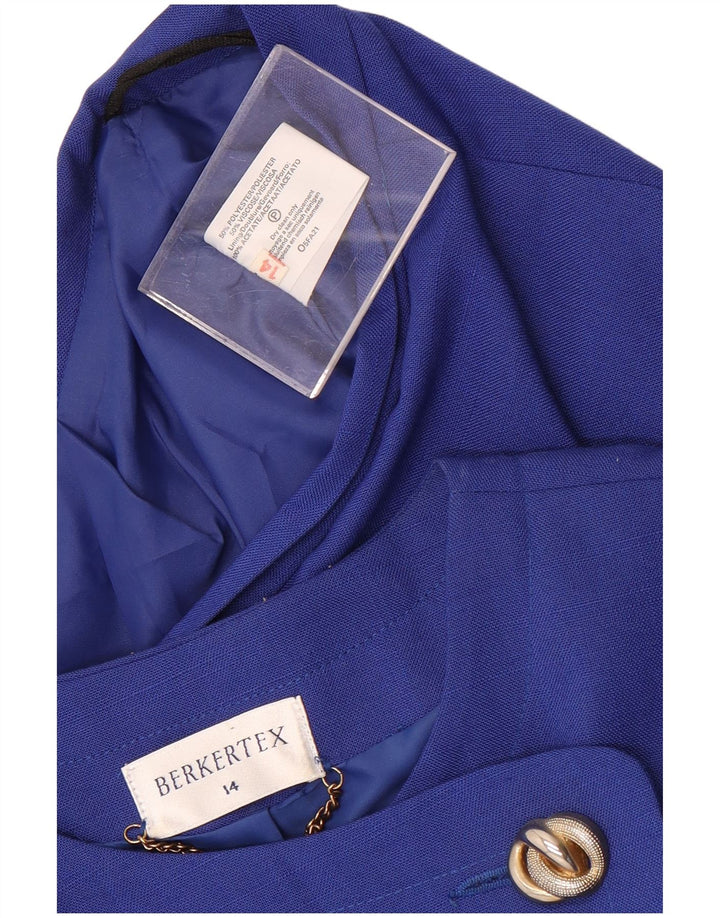 Conjunto de saia feminina Berkertex com 4 botões e 2 peças UK 14 poliéster azul grande