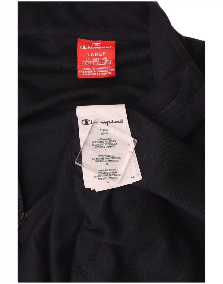 Suéter masculino Champion de lã com zíper e gola grande azul marinho poliéster