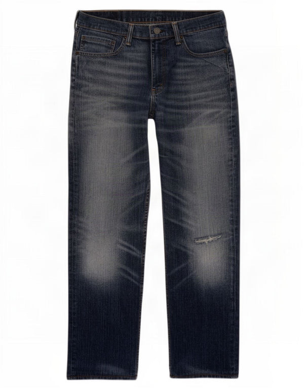 Levi's Masculino 514 Distressed Straight Jeans W34 L32 Azul Marinho Algodão
