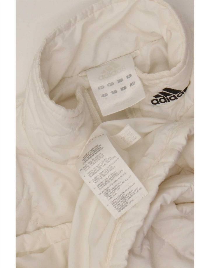 Jaqueta acolchoada feminina Adidas UK 14 poliéster branco médio