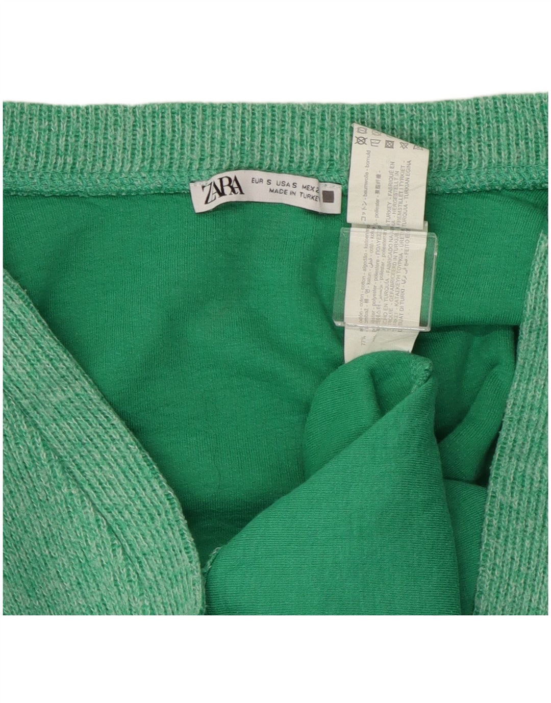 Suéter cardigã feminino oversized ZARA Reino Unido 10 algodão verde pequeno