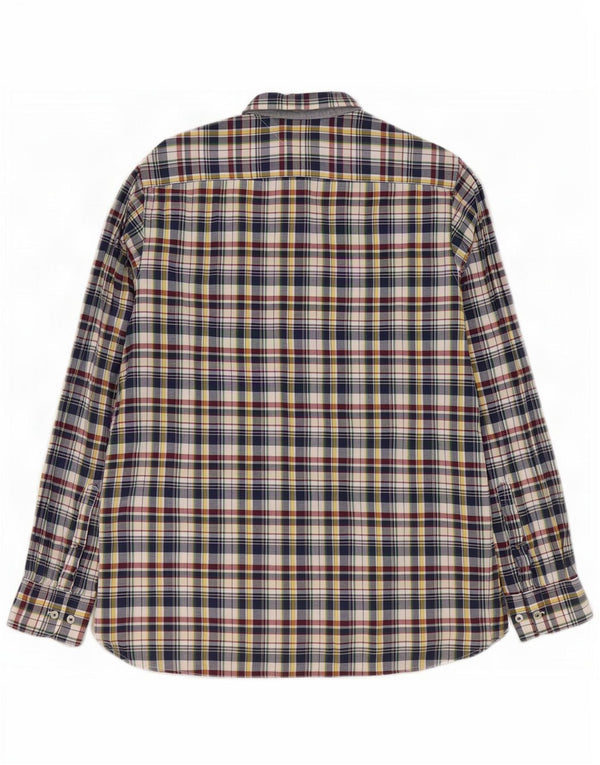 Camisa masculina Tommy Hilfiger Custom Fit grande algodão xadrez azul marinho