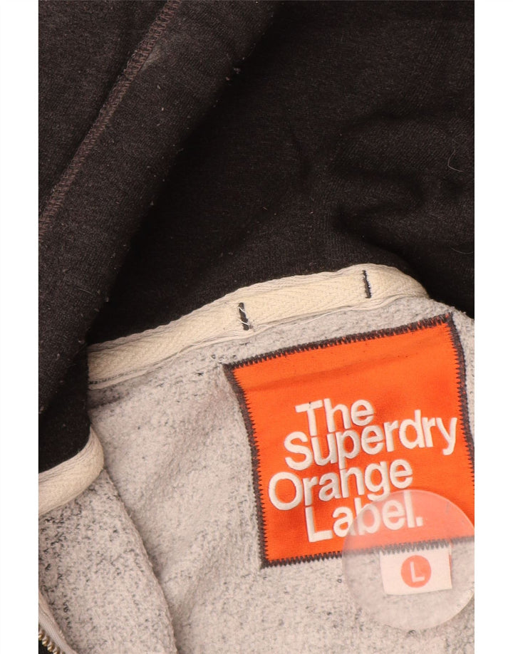 Suéter masculino com capuz e zíper SUPERDRY algodão cinza grande